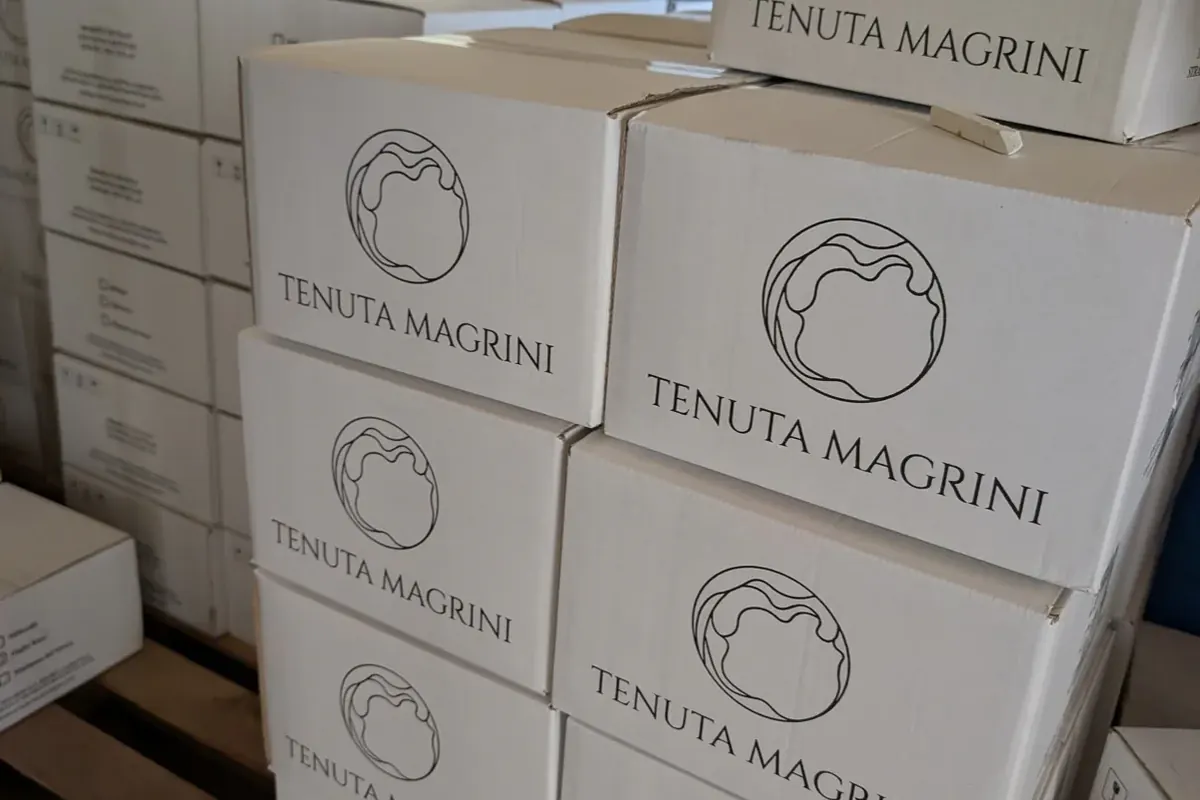 Boxes with the Tenuta Magrini mark, ready to ship
